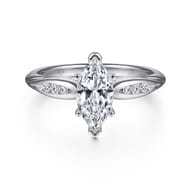 Quinn - 14K White Gold Marquise Shape Diamond Channel Set Engagement Ring