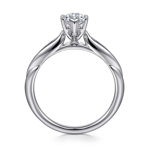 Quinn - 14K White Gold Marquise Shape Diamond Channel Set Engagement Ring - 0.09 ct - Shot 2