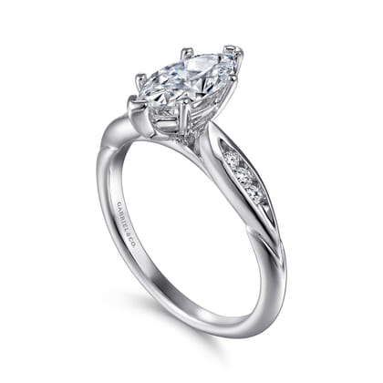 Quinn - 14K White Gold Marquise Shape Diamond Channel Set Engagement Ring