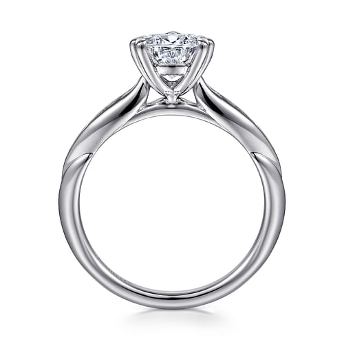 Quinn - 14K White Gold Pear Shape Diamond Channel Set Engagement Ring - 0.09 ct - Shot 2