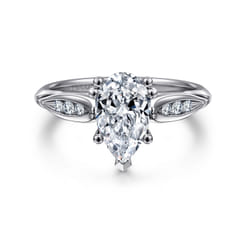 Quinn - 14K White Gold Pear Shape Diamond Channel Set Engagement Ring