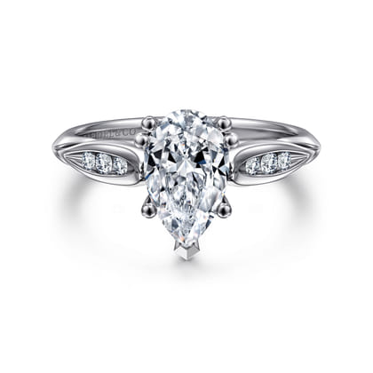 Quinn - 14K White Gold Pear Shape Diamond Channel Set Engagement Ring