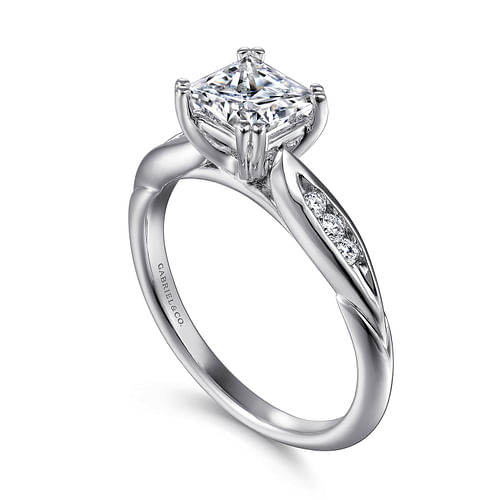 Quinn - 14K White Gold Princess Cut Diamond Channel Set Engagement Ring - 0.09 ct - Shot 3