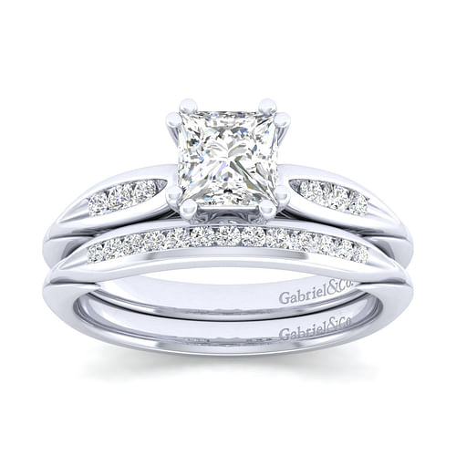 Quinn - 14K White Gold Princess Cut Diamond Channel Set Engagement Ring - 0.09 ct - Shot 4