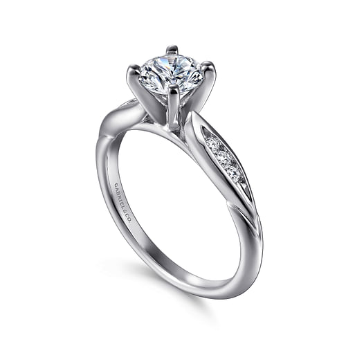 Quinn - 14K White Gold Round Diamond Channel Set Engagement Ring - 0.09 ct - Shot 3