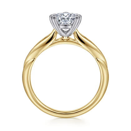 Quinn - 14K White-Yellow Gold Pear Shape Diamond Channel Set Engagement Ring