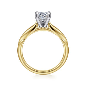 Quinn - 14K White-Yellow Gold Round Diamond Channel Set Engagement Ring