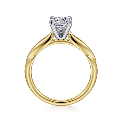 Quinn - 14K White-Yellow Gold Round Diamond Channel Set Engagement Ring
