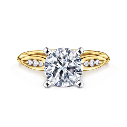 Quinn - 14K White-Yellow Gold Round Diamond Channel Set Engagement Ring