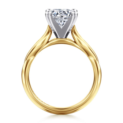 Quinn - 14K White-Yellow Gold Round Diamond Channel Set Engagement Ring