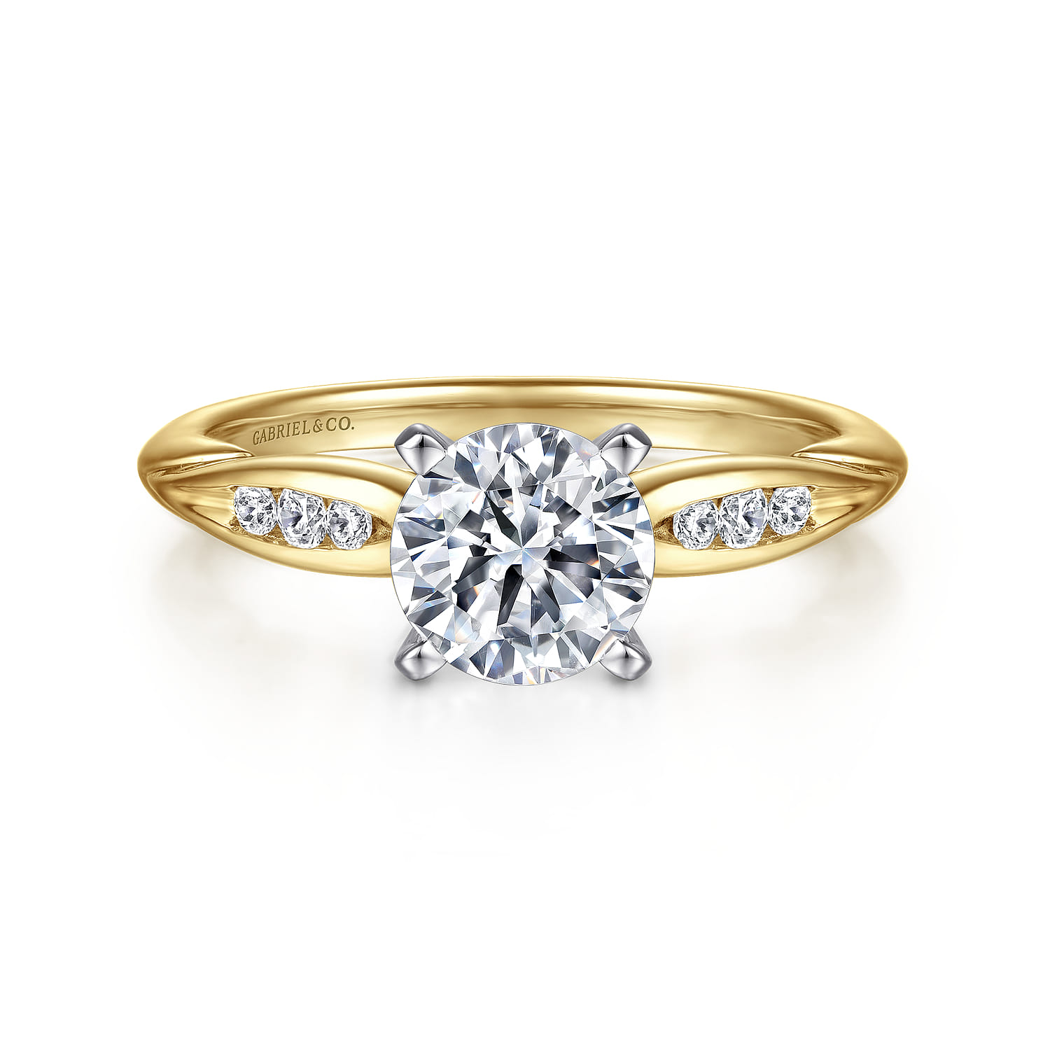 Quinn - 14K White Yellow Gold Round Diamond Engagement Ring