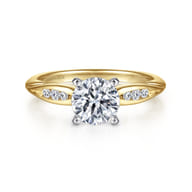 Quinn - 14K White Yellow Gold Round Diamond Engagement Ring
