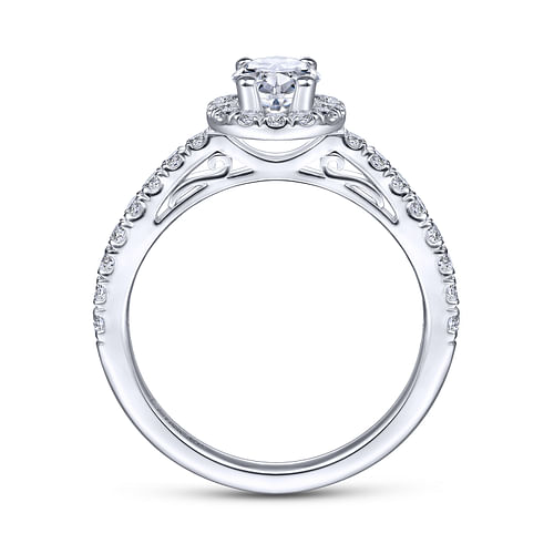 Rachel - 14K White Gold Oval Halo Diamond Engagement Ring - 0.38 ct - Shot 2