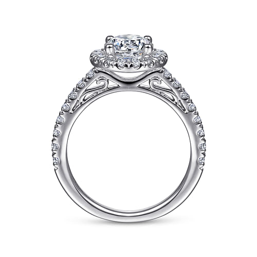 Rachel - 14K White Gold Round Halo Diamond Engagement Ring - 0.54 ct - Shot 2