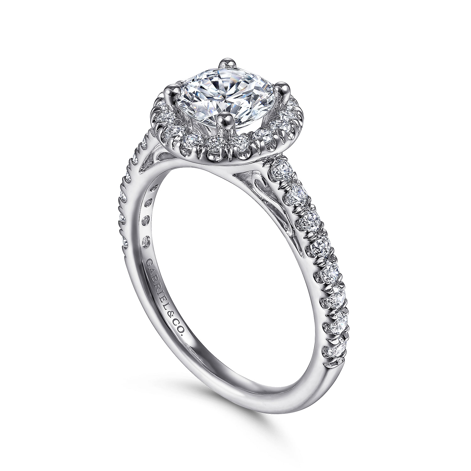 Rachel - 14K White Gold Round Halo Diamond Engagement Ring - 0.54 ct - Shot 3