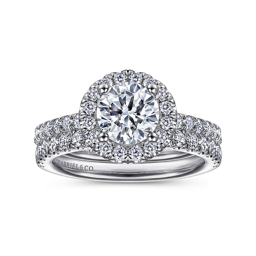 Rachel - 14K White Gold Round Halo Diamond Engagement Ring - 0.54 ct - Shot 4
