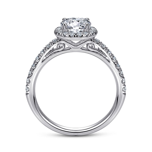 Rachel - 14K White Gold Round Halo Diamond Engagement Ring - 0.38 ct - Shot 2