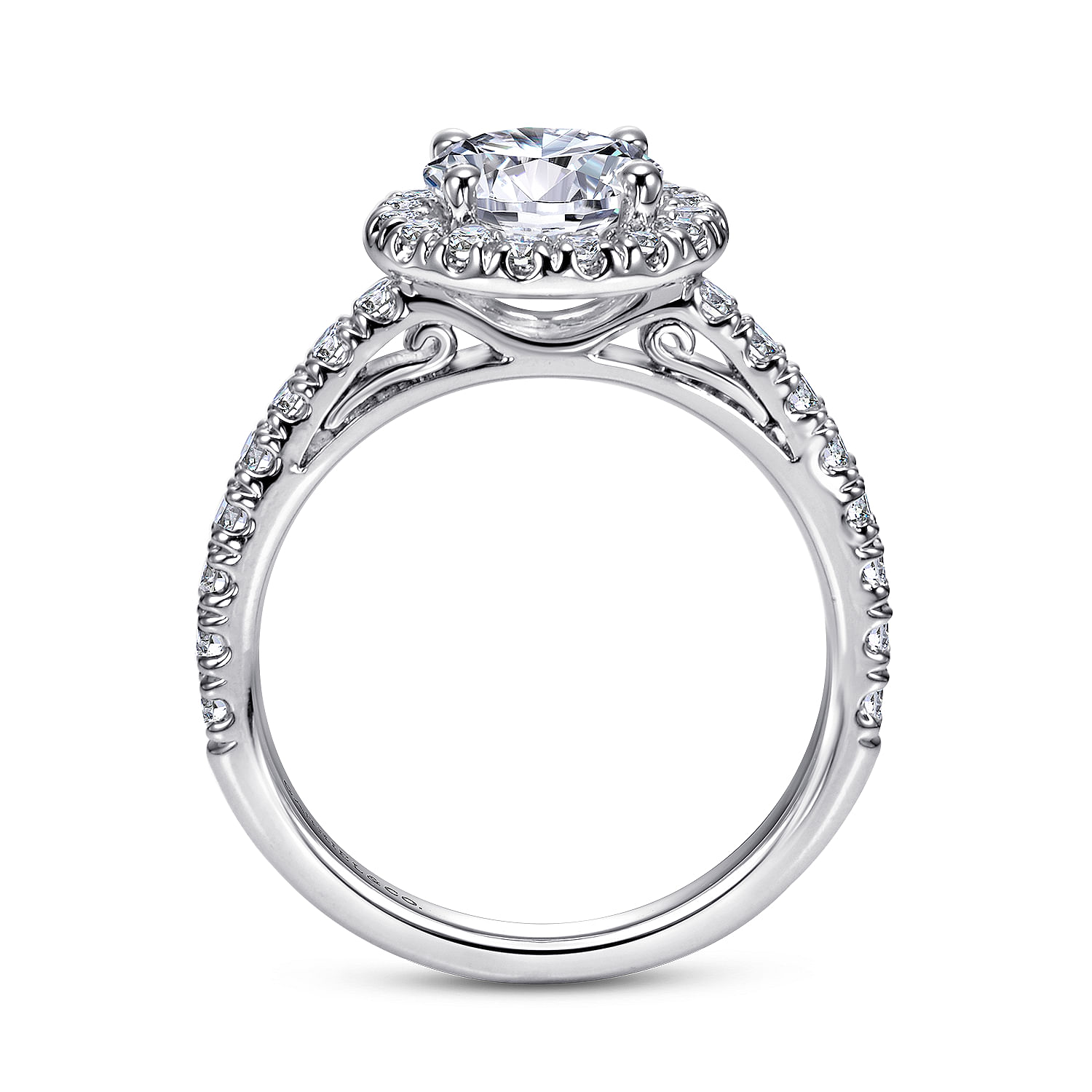 Rachel - 14K White Gold Round Halo Diamond Engagement Ring - 0.6 ct - Shot 2