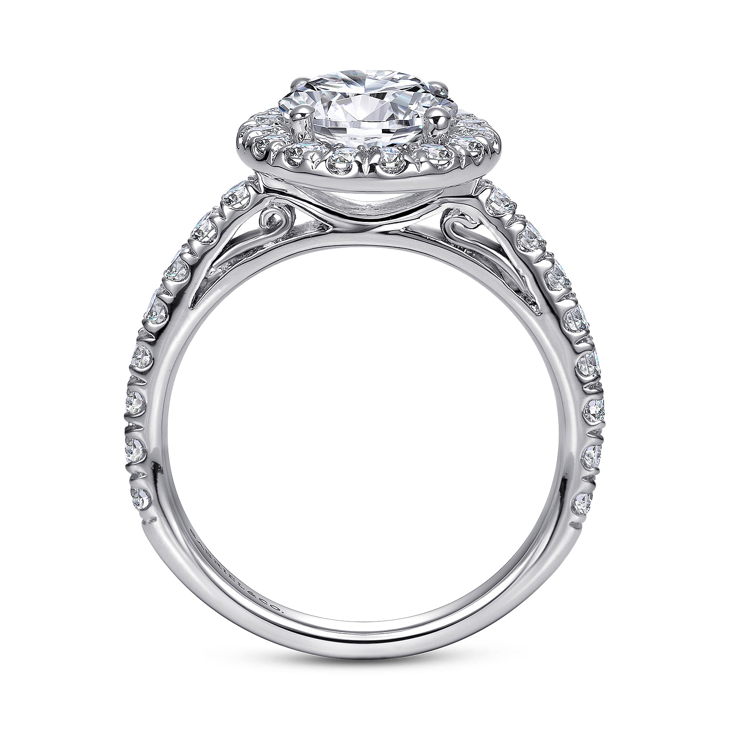 Rachel - 14K White Gold Round Halo Diamond Engagement Ring - 0.71 ct - Shot 2