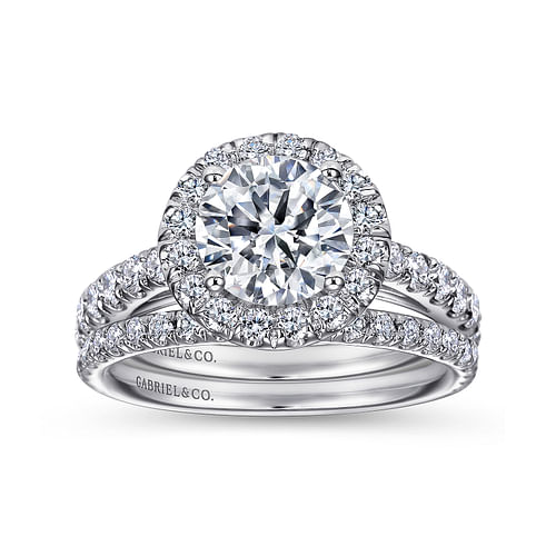 Rachel - 14K White Gold Round Halo Diamond Engagement Ring - 0.71 ct - Shot 4