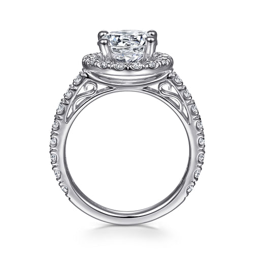 Rachel - 14K White Gold Round Halo Diamond Engagement Ring - 0.98 ct - Shot 2