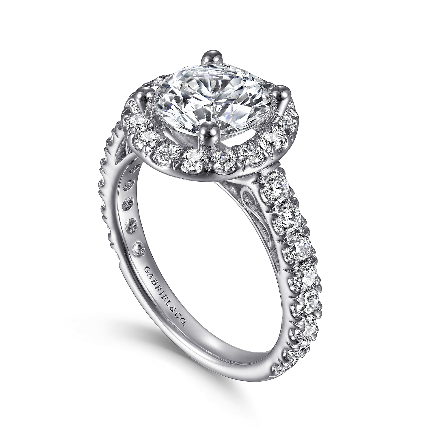 Rachel - 14K White Gold Round Halo Diamond Engagement Ring - 0.98 ct - Shot 3