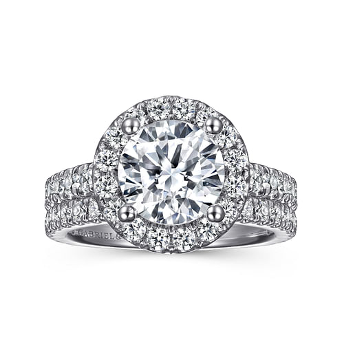 Rachel - 14K White Gold Round Halo Diamond Engagement Ring - 0.98 ct - Shot 4