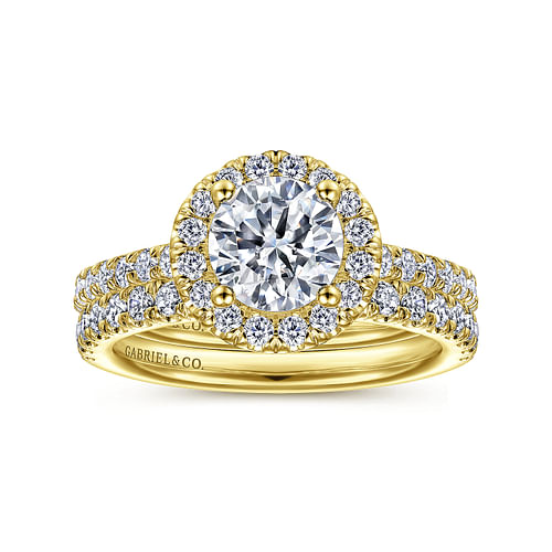 Rachel - 14K Yellow Gold Round Halo Diamond Engagement Ring - 0.54 ct - Shot 4