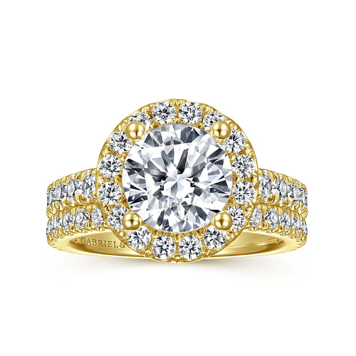 Rachel - 14K Yellow Gold Round Halo Diamond Engagement Ring - 0.98 ct - Shot 4