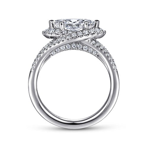 Rafferty - 14K White Gold Horizontal Marquise Halo Diamond Engagement Ring - 0.46 ct - Shot 2