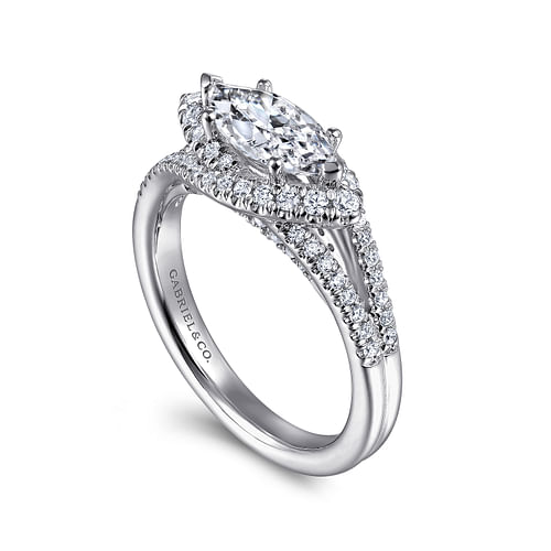 Rafferty - 14K White Gold Horizontal Marquise Halo Diamond Engagement Ring - 0.46 ct - Shot 3