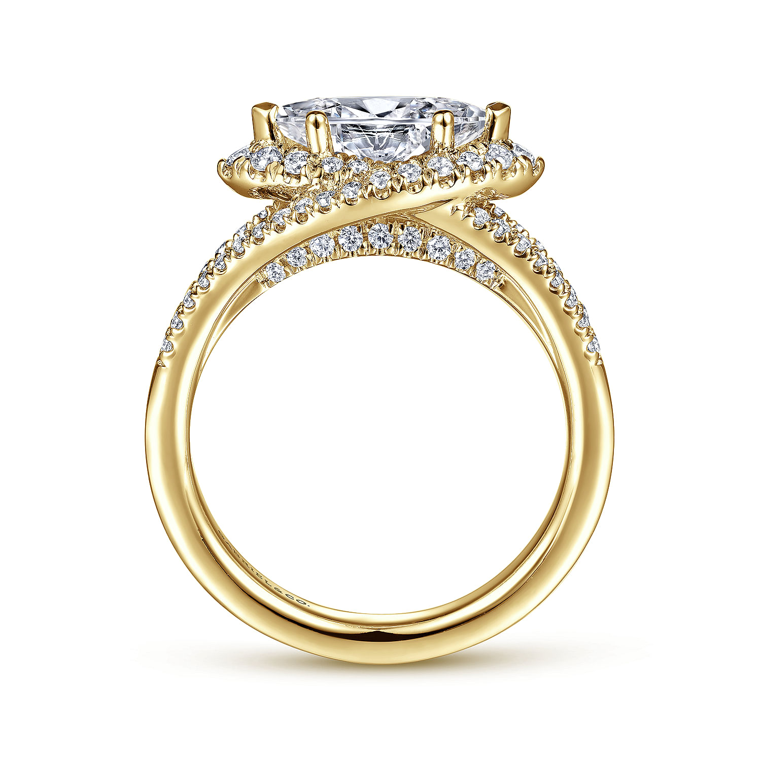 Rafferty - 14K Yellow Gold Horizontal Marquise Halo Diamond Engagement Ring - 0.46 ct - Shot 2