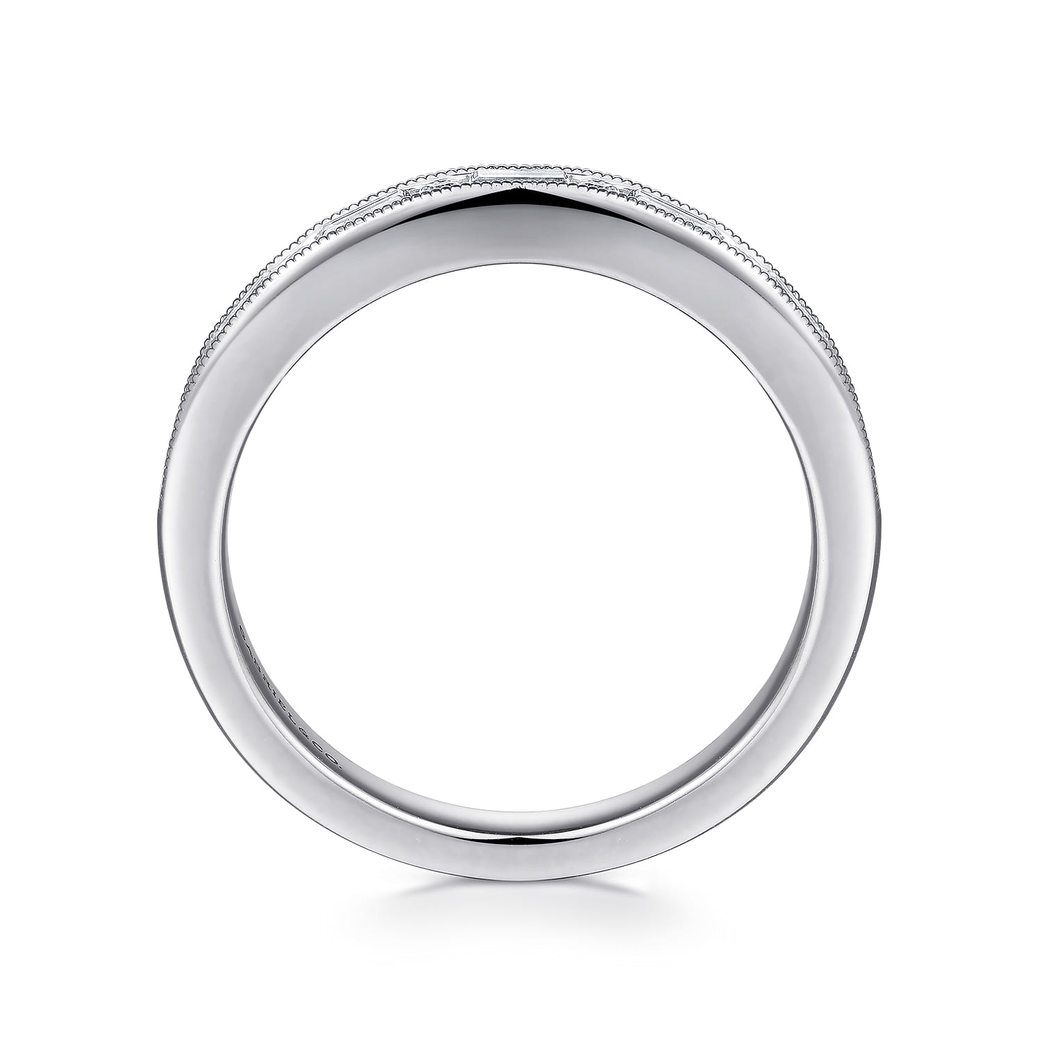 Fancy Wedding Ring in 14k White Gold with Baguette Natural Diamond at Gabriel & Co. - Shot 2