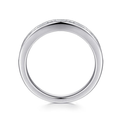 Raigne - 14K White Gold Channel Set Baguette and Round Diamond Anniversary Band