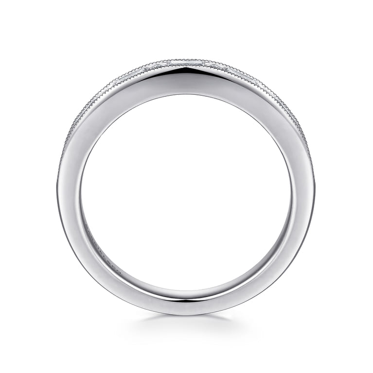 Fancy Wedding Ring in 14k White Gold with Baguette Natural Diamond at Gabriel & Co. - Shot 2