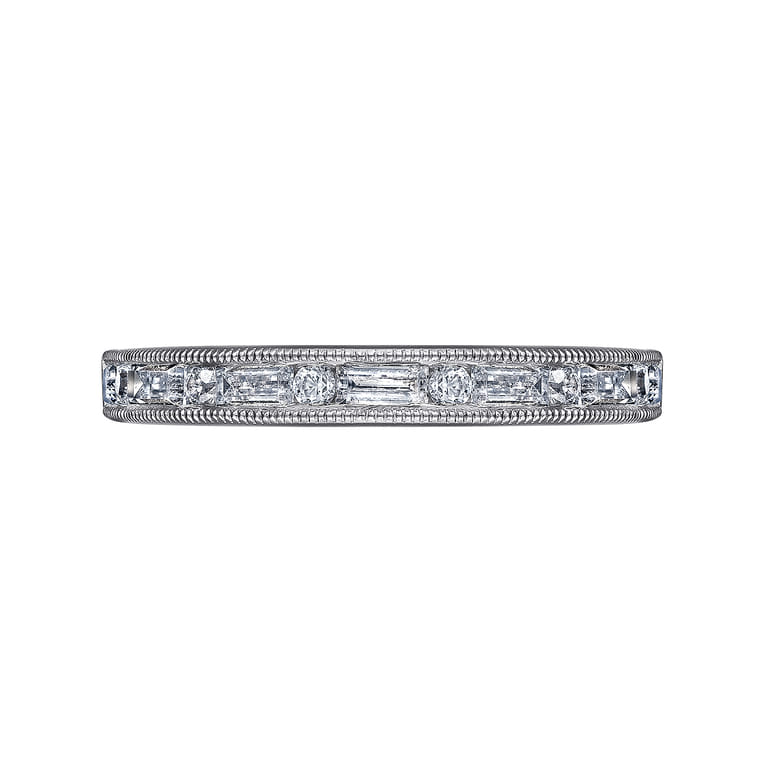 Fancy Wedding Ring in 14k White Gold with Baguette Natural Diamond at Gabriel & Co. - Shot 6