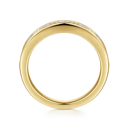 Raigne - 14K Yellow Gold Channel Set Baguette and Round Diamond Anniversary Band