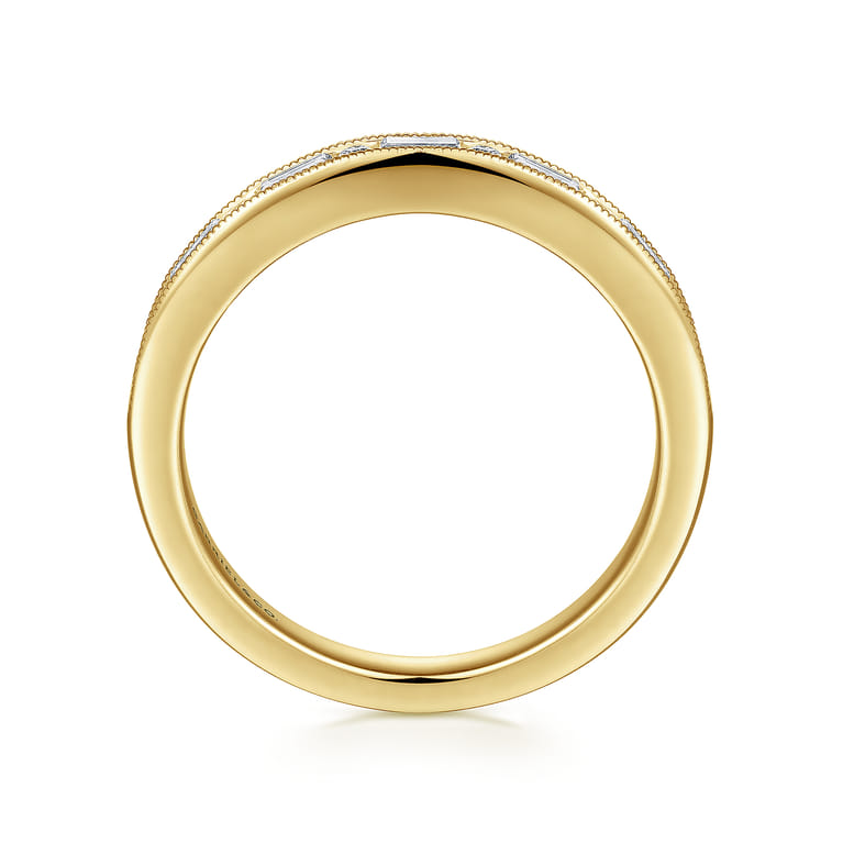 Fancy Wedding Ring in 14k Yellow Gold with Baguette Natural Diamond at Gabriel & Co. - Shot 2