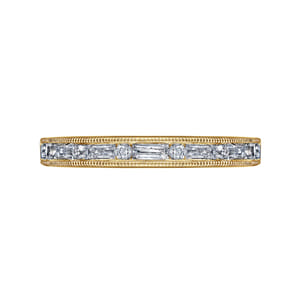 Raigne - 14K Yellow Gold Channel Set Baguette and Round Diamond Anniversary Band