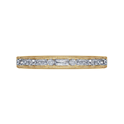 Raigne - 14K Yellow Gold Channel Set Baguette and Round Diamond Anniversary Band