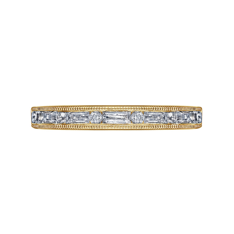 Fancy Wedding Ring in 14k Yellow Gold with Baguette Natural Diamond at Gabriel & Co. - Shot 6
