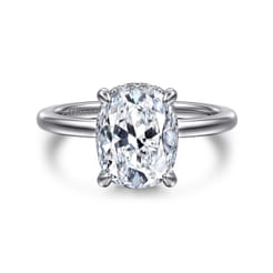 Rainah - 14K White Gold Hidden Halo Elongated Cushion Diamond Engagement Ring