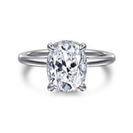 Rainah - 14K White Gold Hidden Halo Elongated Cushion Diamond Engagement Ring