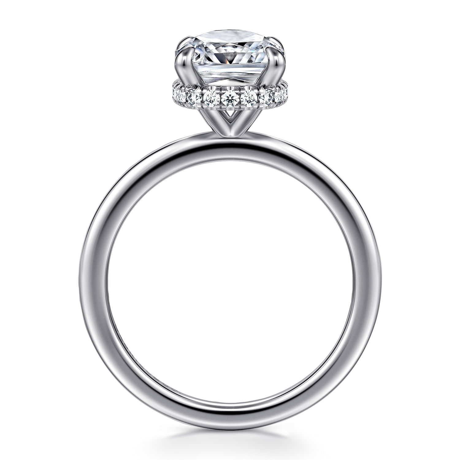 Rainah - 14K White Gold Hidden Halo Elongated Cushion Diamond Engagement Ring