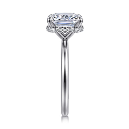 Rainah - 14K White Gold Hidden Halo Elongated Cushion Diamond Engagement Ring