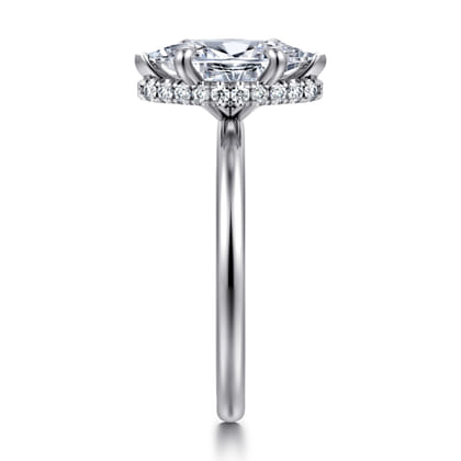 Rainah - 14K White Gold Hidden Halo Marquise Shape Diamond Engagement Ring