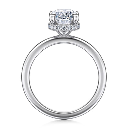 Rainah - 14K White Gold Hidden Halo Oval Diamond Engagement Ring