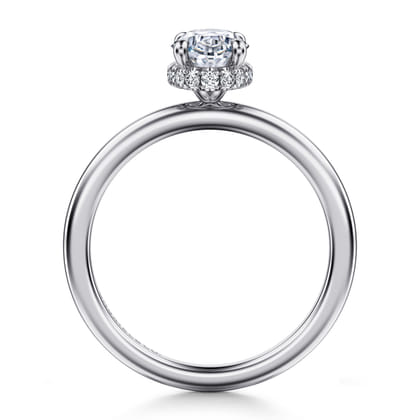 Rainah - 14K White Gold Hidden Halo Oval Diamond Engagement Ring