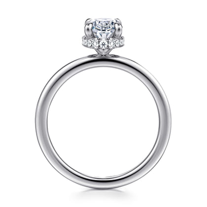 Rainah - 14K White Gold Hidden Halo Oval Diamond Engagement Ring