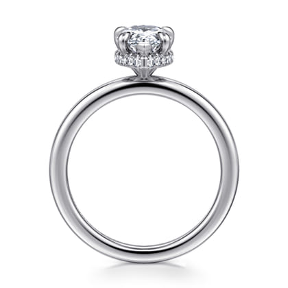 Rainah - 14K White Gold Hidden Halo Pear Shape Diamond Engagement Ring